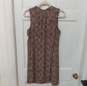 Daniel Rainn red paisley chiffon high necked dress